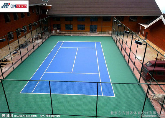 63 Slide Friction PU Tennis Flooring With Silicon Buffer Layer And Concrete Base